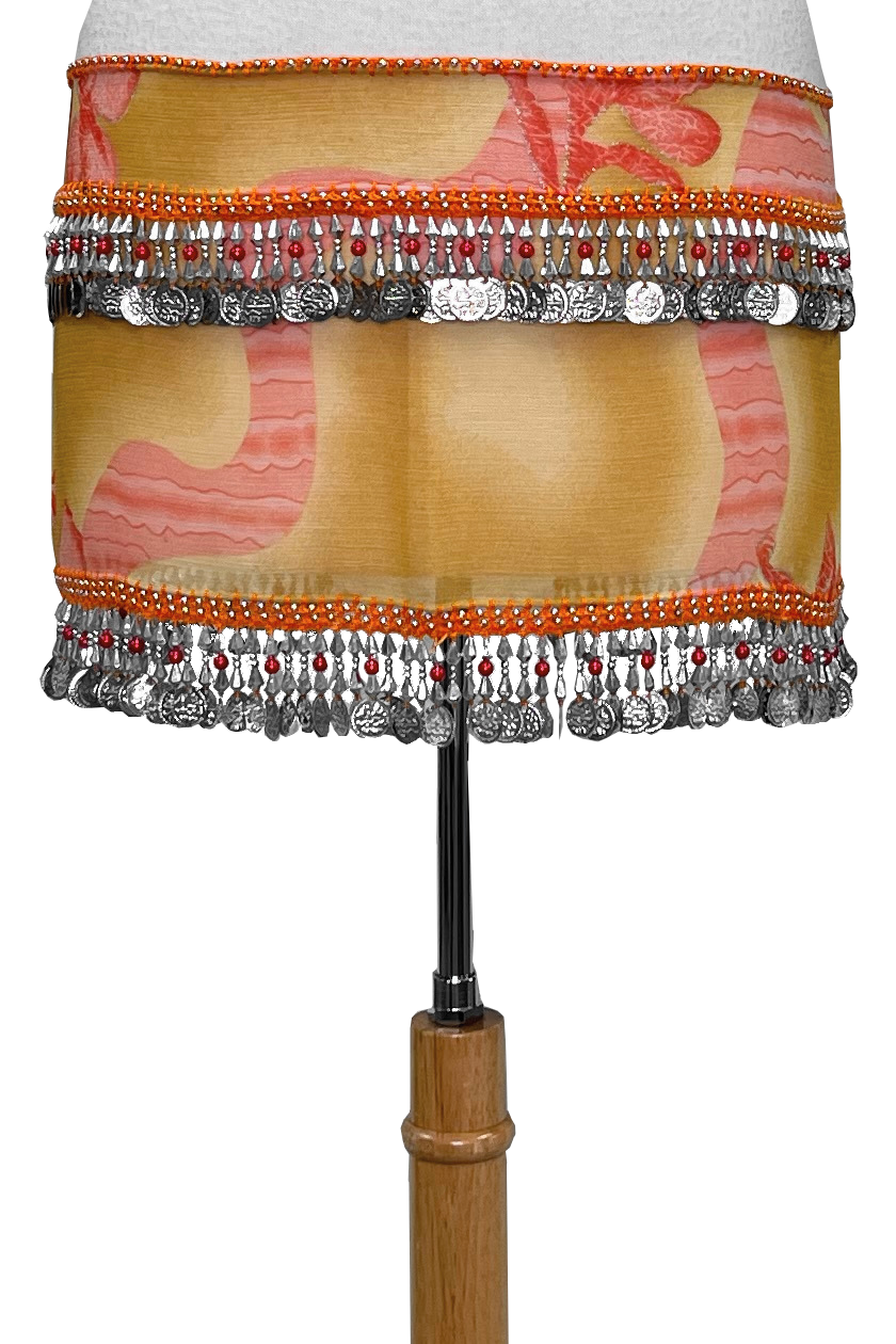 Chiffon hip belt with beads and coins