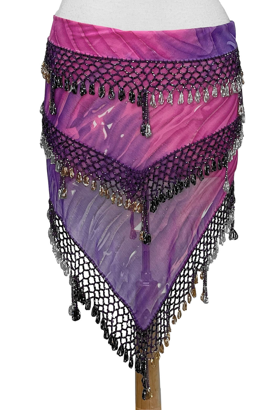 Quiet hip scarf with glass beads