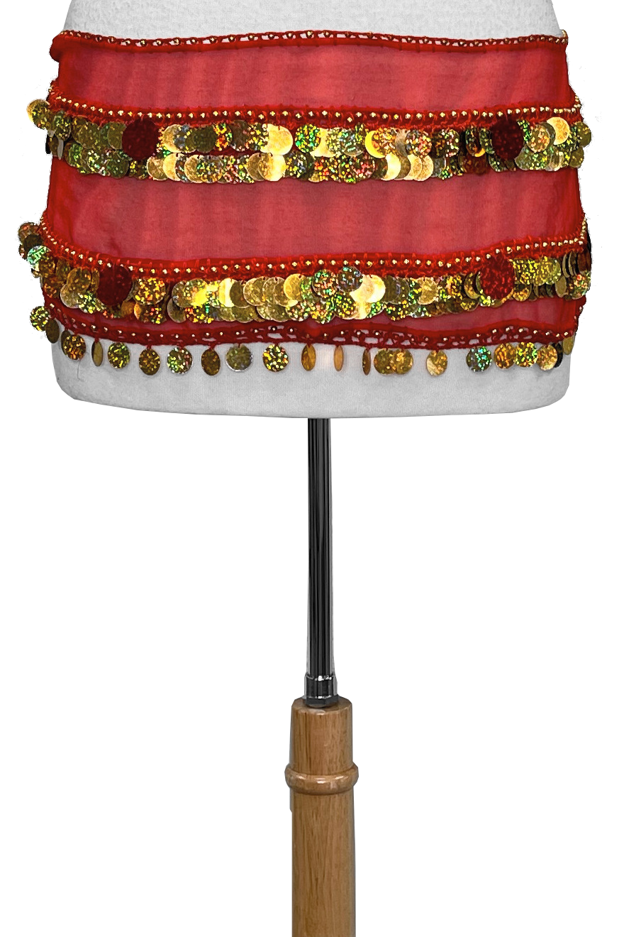 Red hip belt with gold embellishment