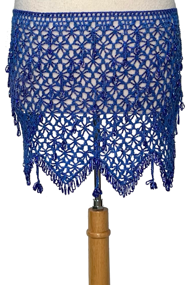 Blue crochet beaded shawl