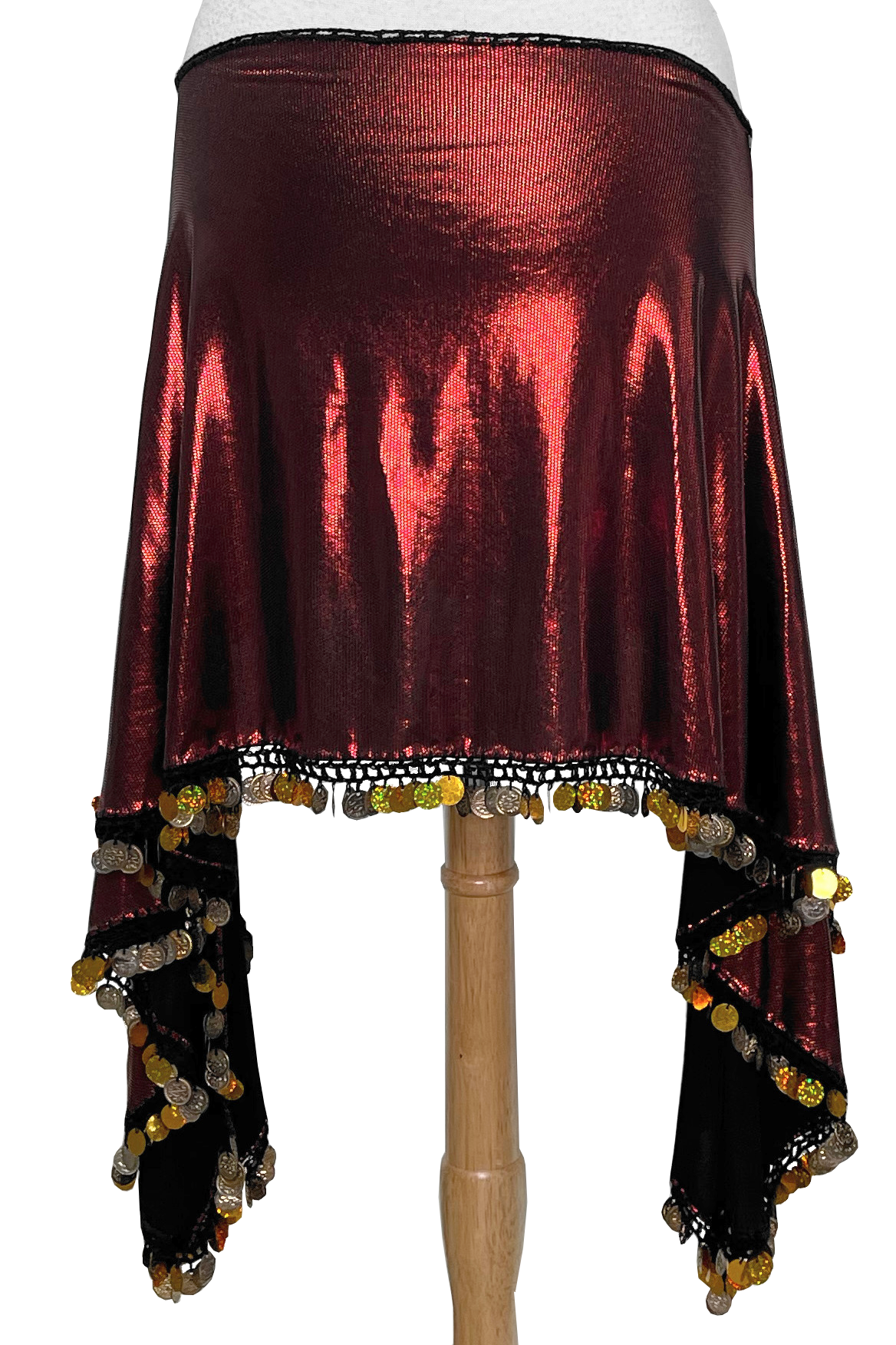 Shiny red bellydance hip scarf
