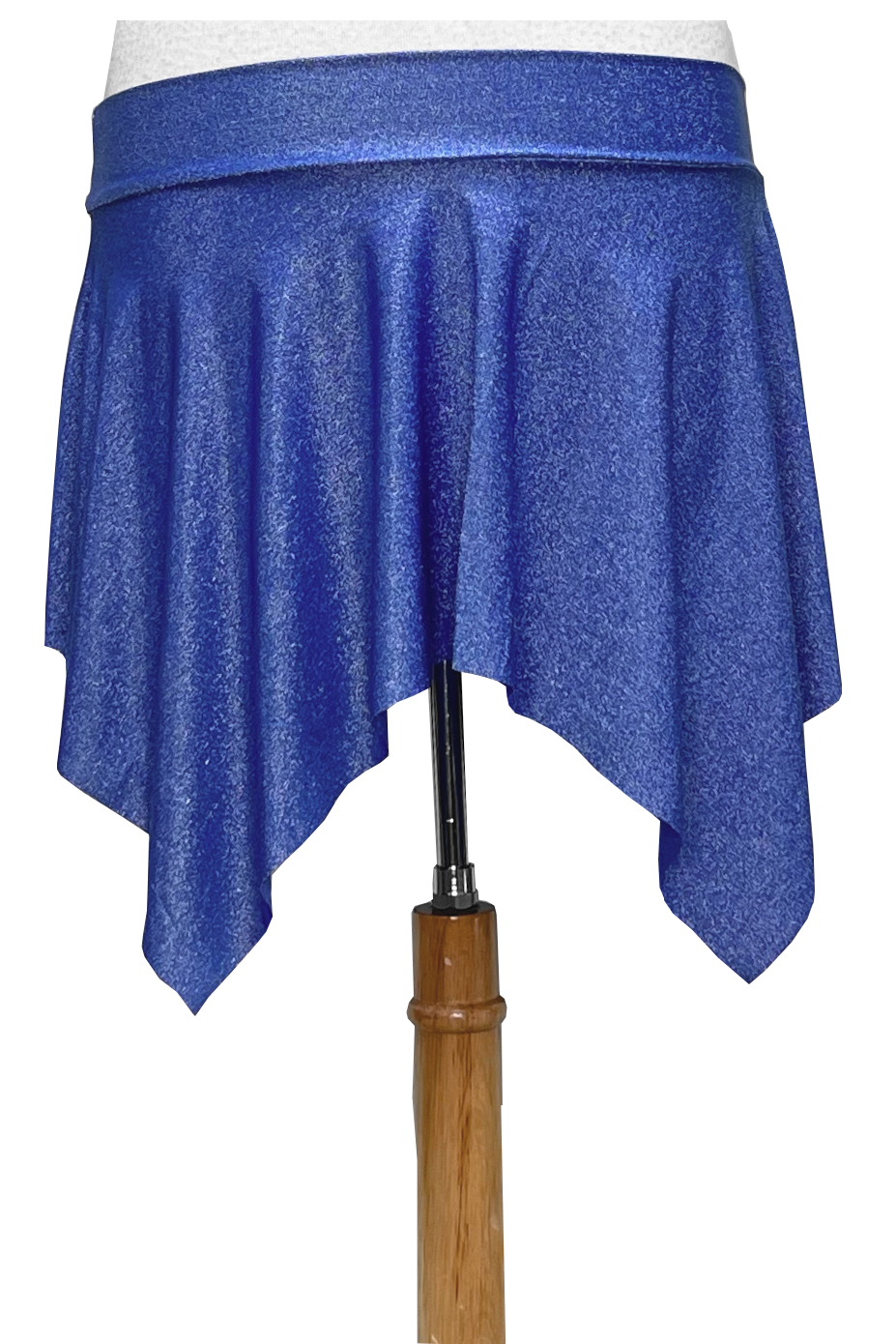 light purplish blue mini skirt with a metallic sheen