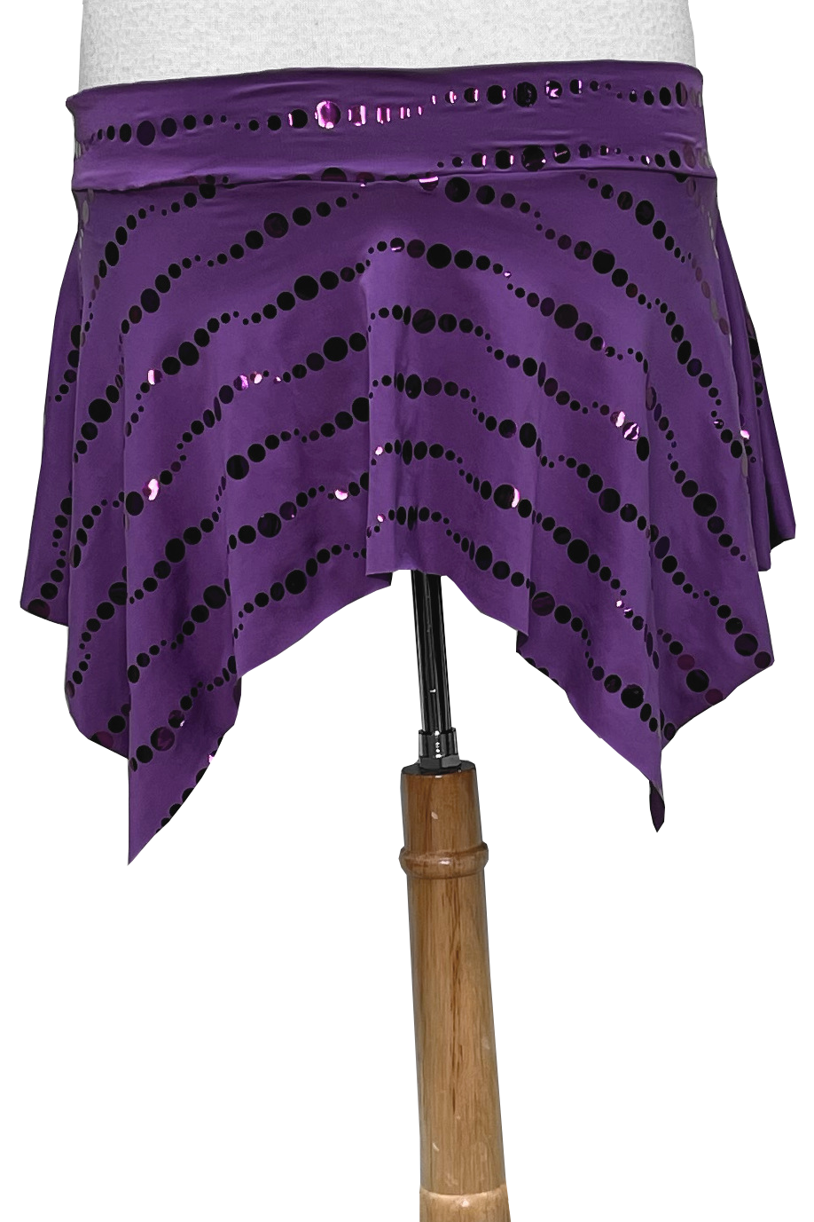 Purple sequined skirt on a white background