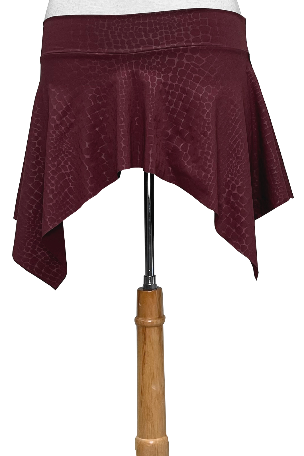 wine crocodile print min skirt