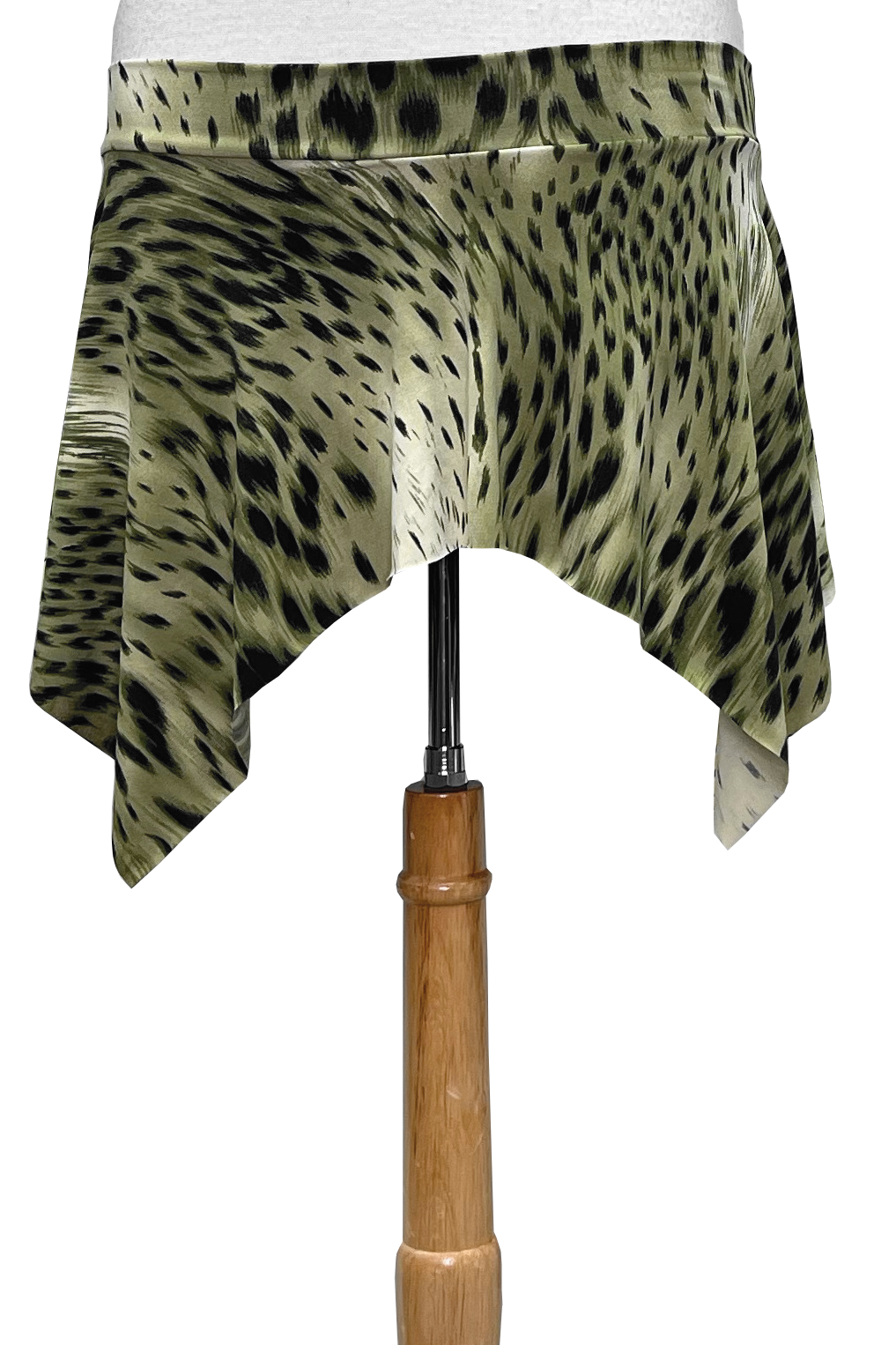 Skirt with green leopard print on a white background