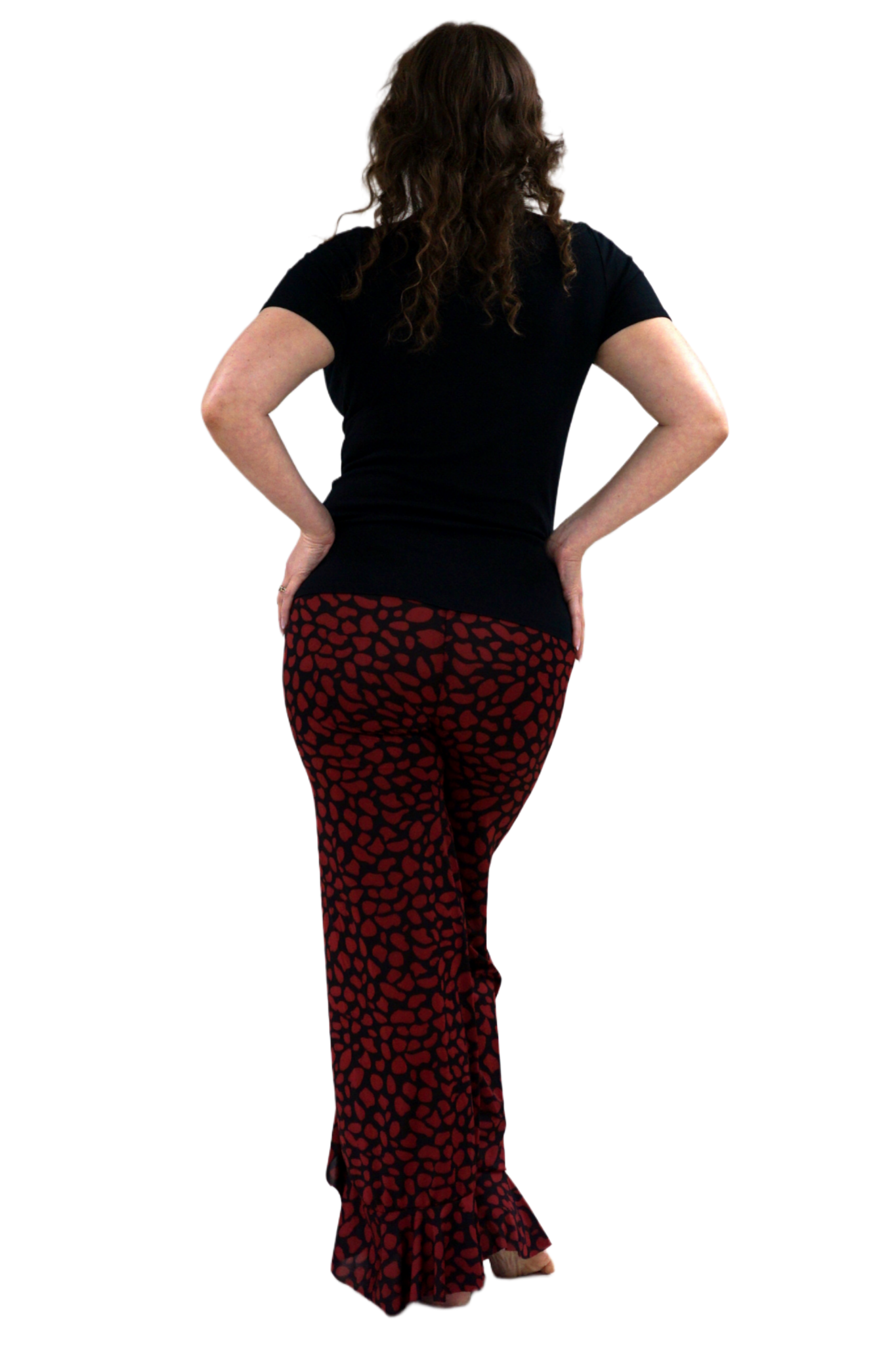 Person wearing red patterned pants