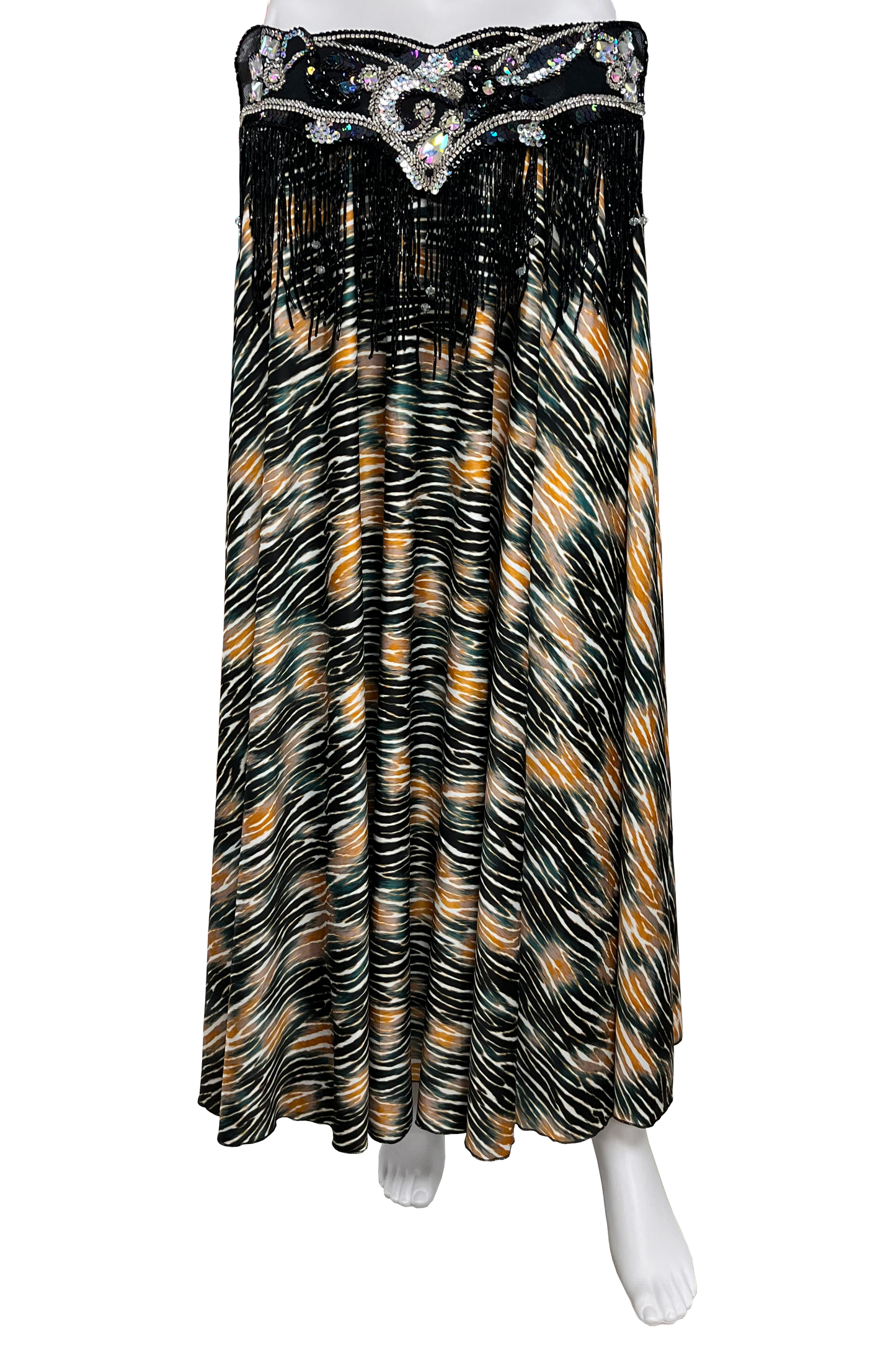Black, white, and gold striped skirt