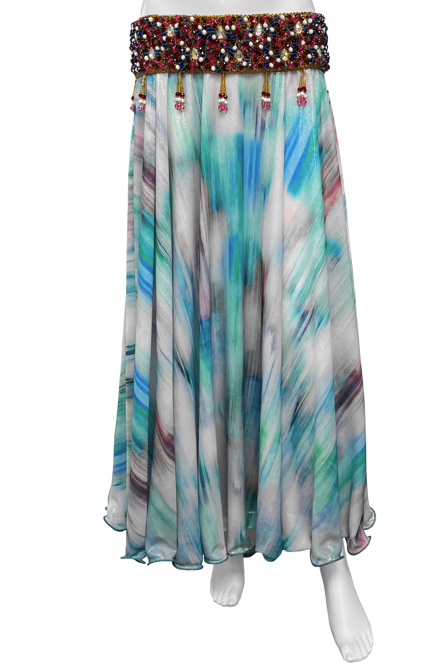 Circle skirt with a metallic sheen