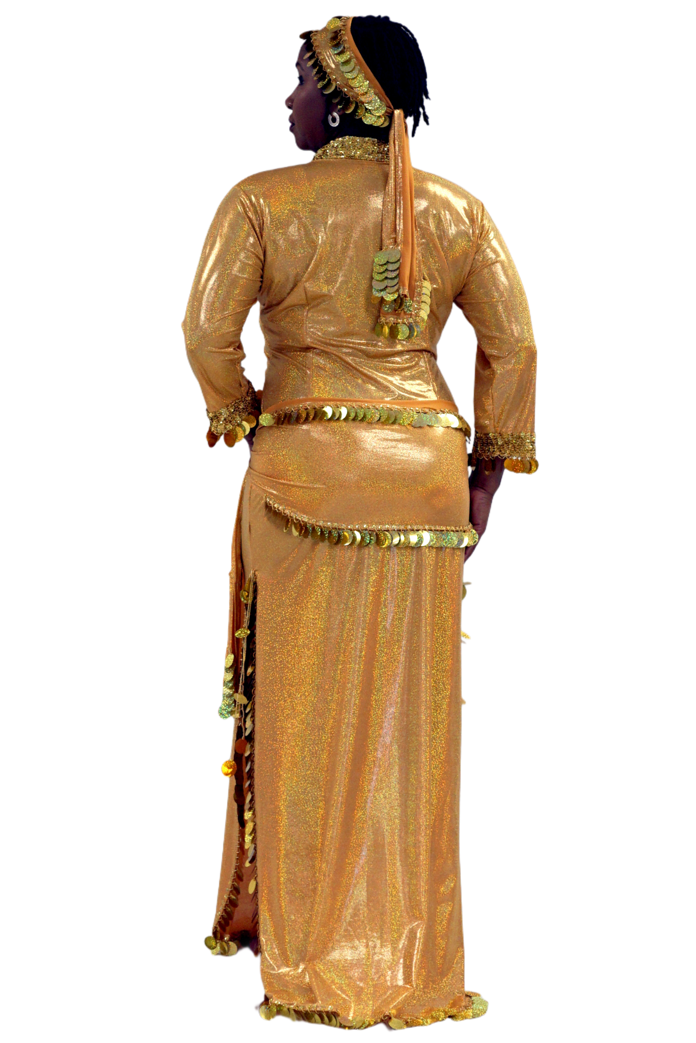 Gold traditional outfit on a white background