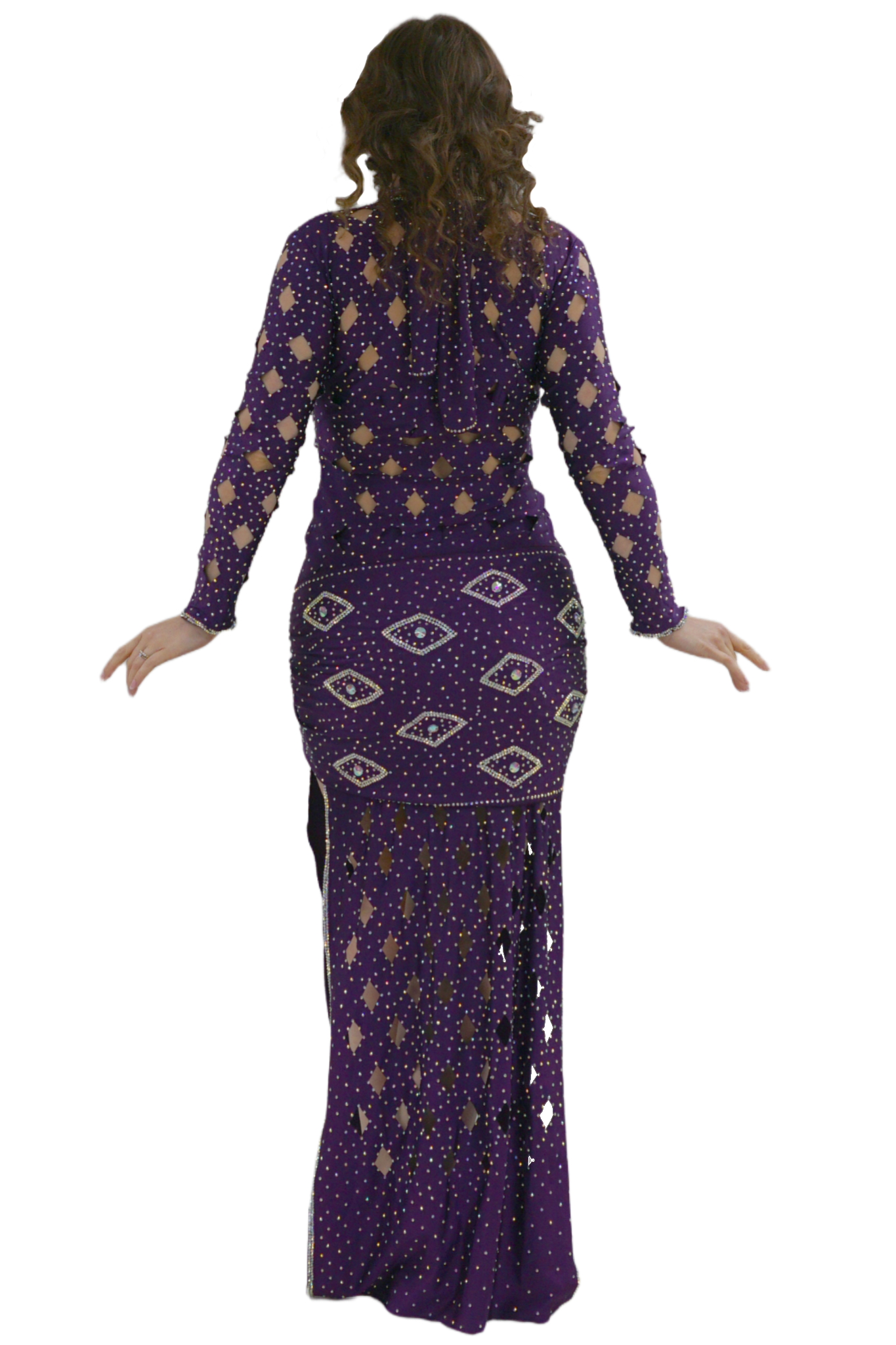 Purple patterned dress on a white background