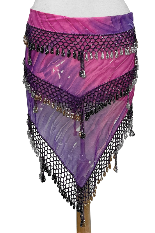 Quiet hip scarf with glass beads