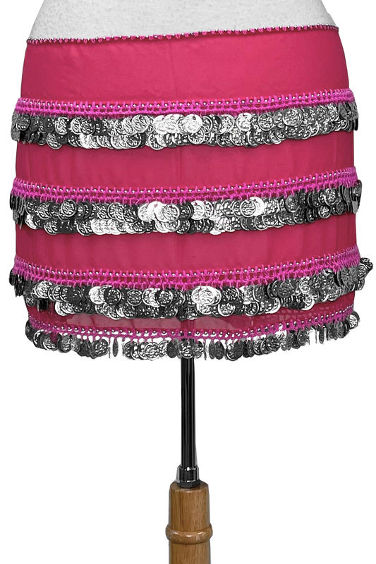 solid pink hip scarf with coins