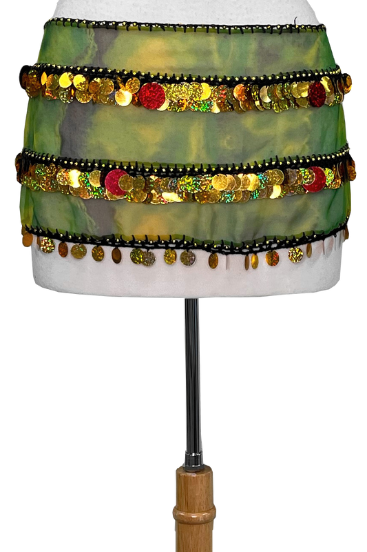 Tie dye green belt with paillettes