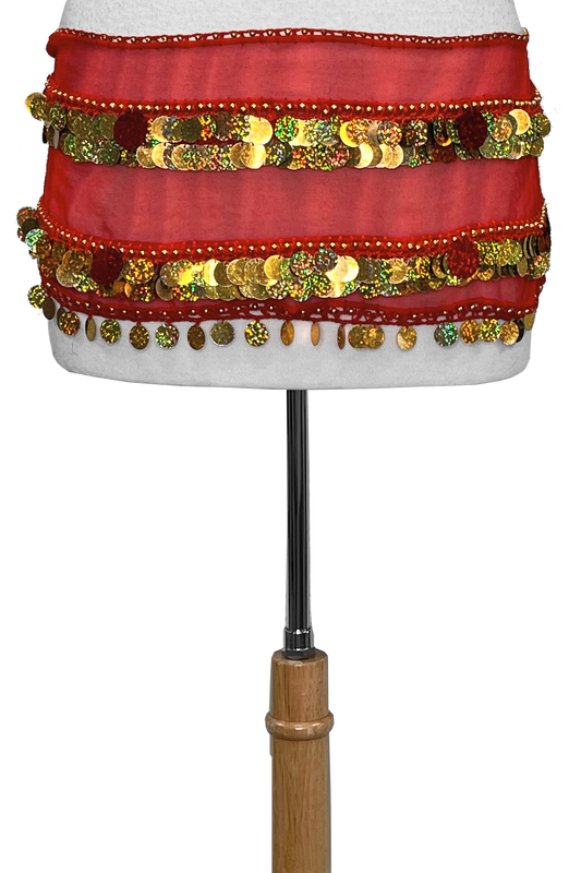Red hip belt with gold embellishment