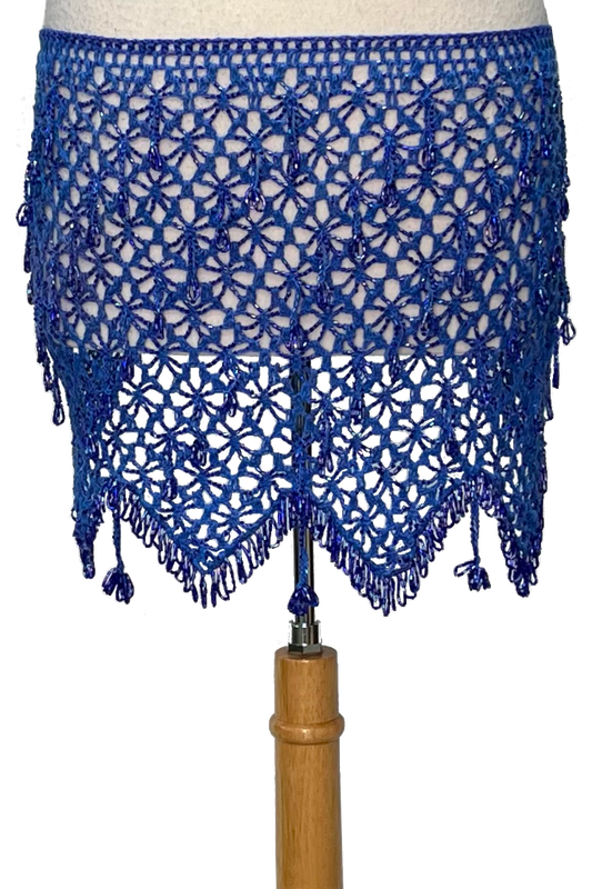 Blue crochet beaded shawl
