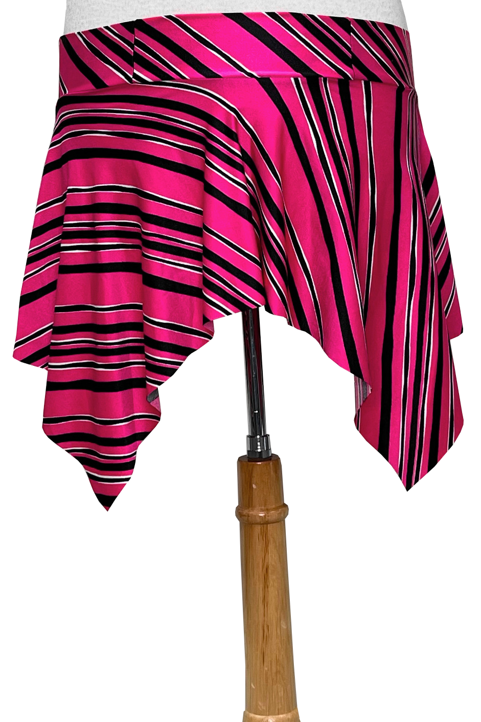 Pink and black striped mini skirt