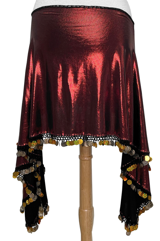 Shiny red bellydance hip scarf