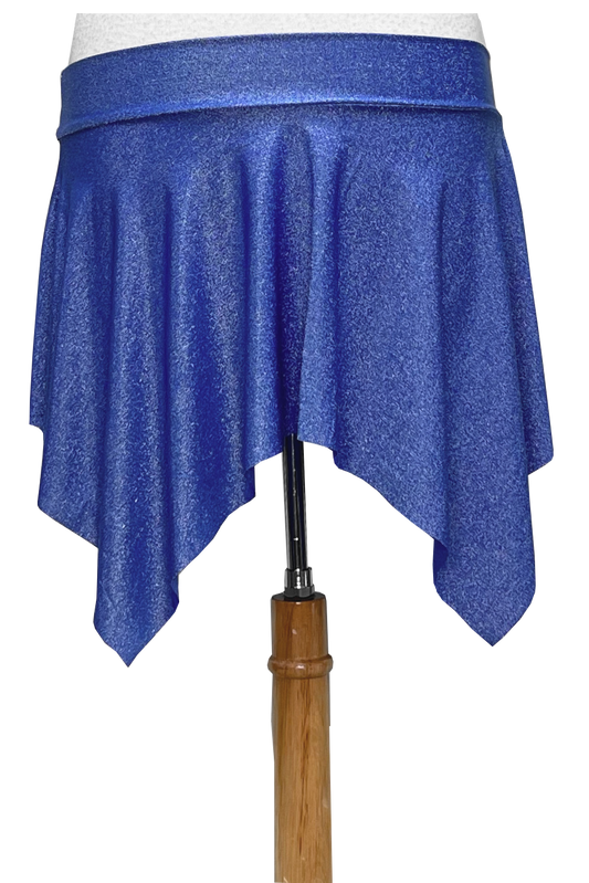 light purplish blue mini skirt with a metallic sheen