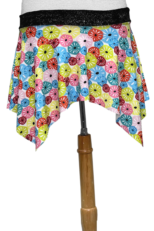 Multicolored lycra mini skirt with circle print