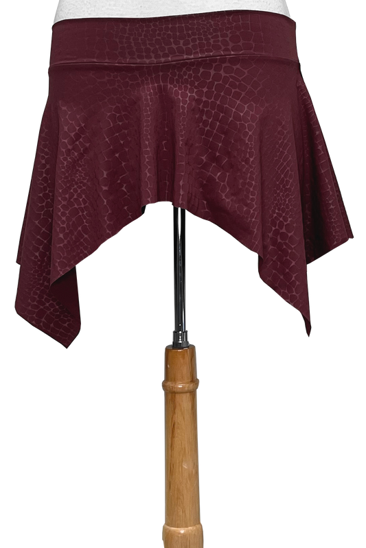 wine crocodile print min skirt