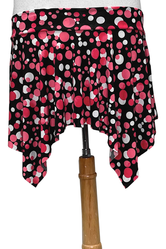 Knit skirt with pink and white dots on black