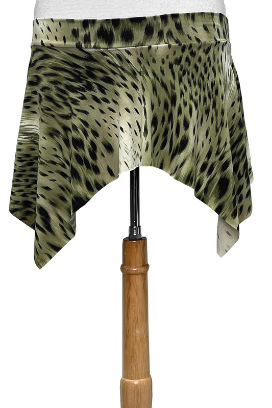 Skirt with green leopard print on a white background