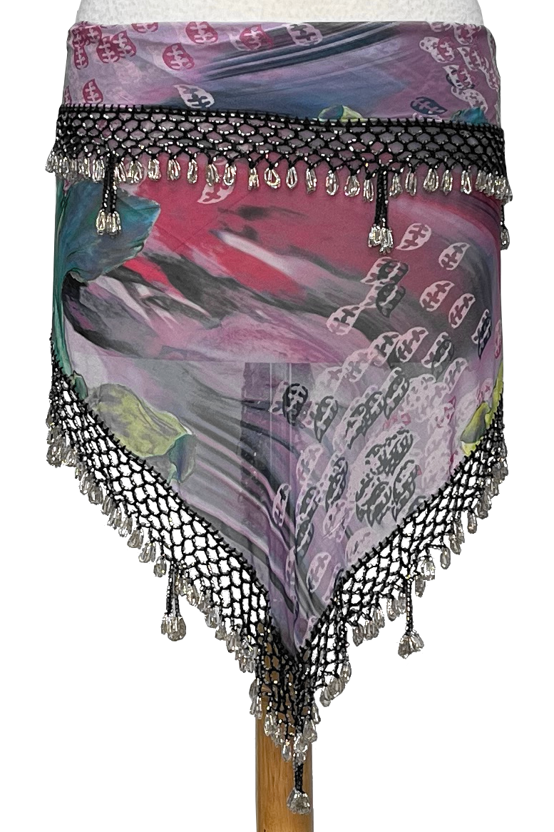 Egyptian Triangle Hip Scarf with Crocheted Border & Dangles