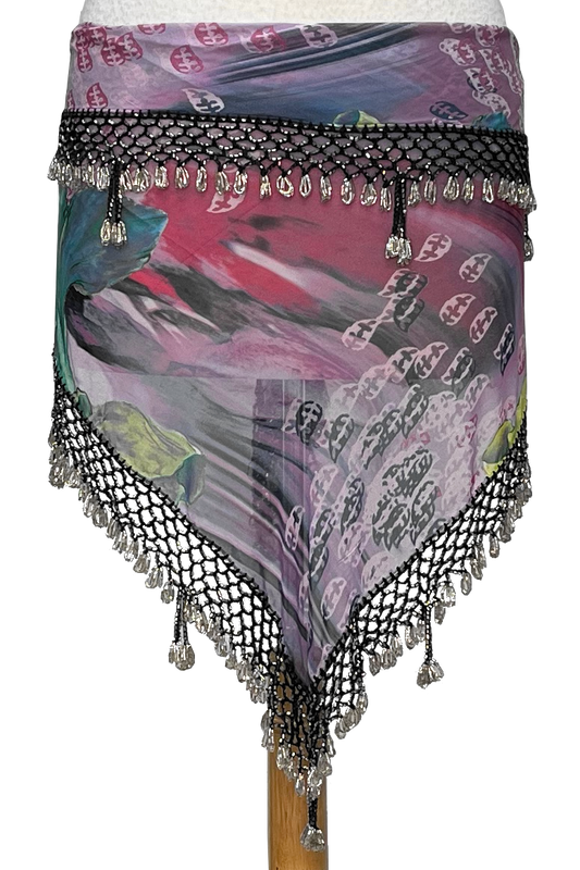 Egyptian Triangle Hip Scarf with Crocheted Border & Dangles