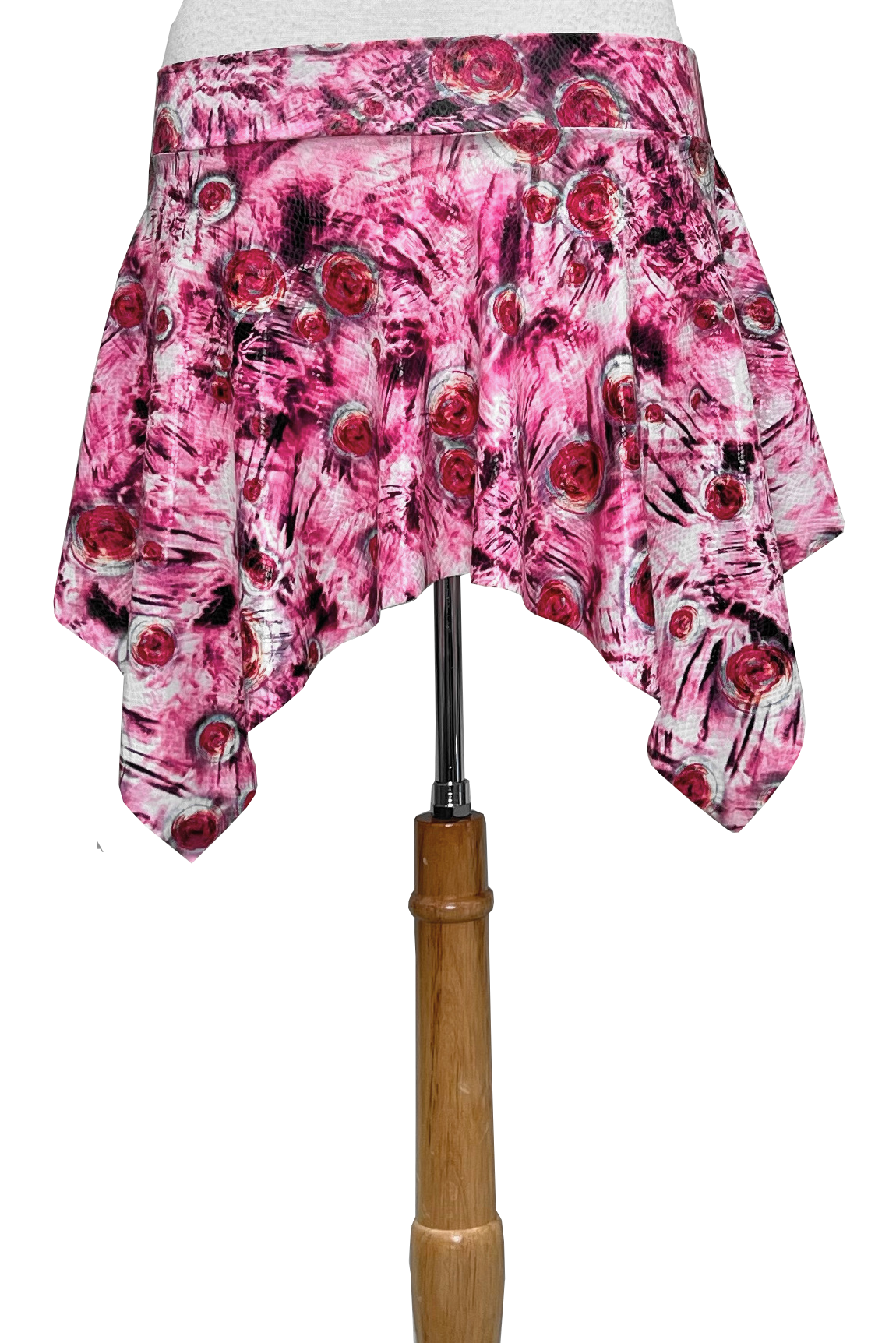 skirt with pink circles and white marks