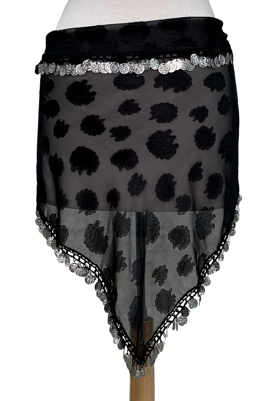 Black scarf with silver coins