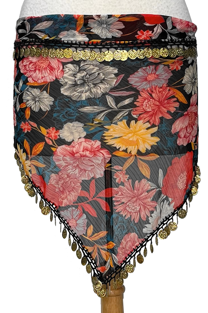 Red and yellow floral hip scarf
