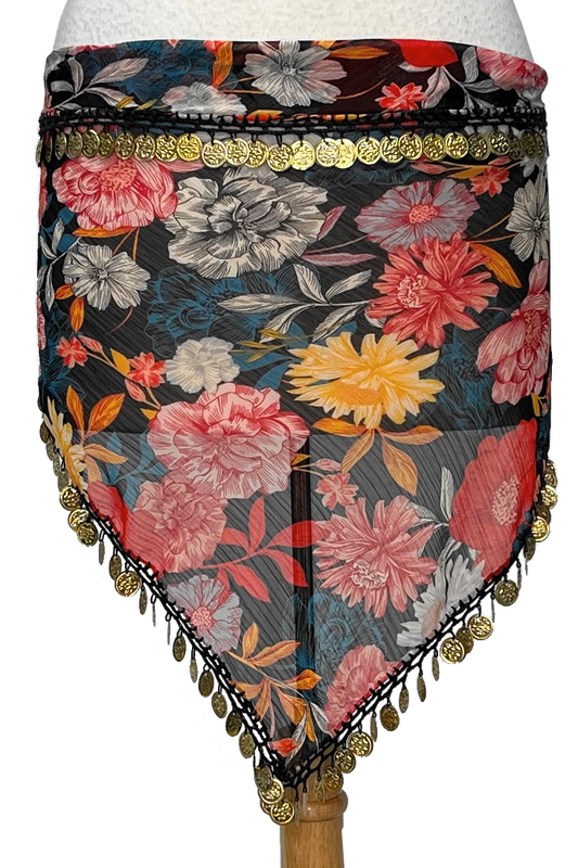 Red and yellow floral hip scarf