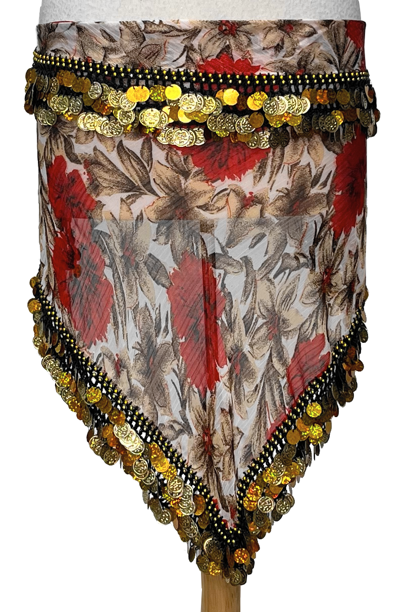 red floral hip scarf