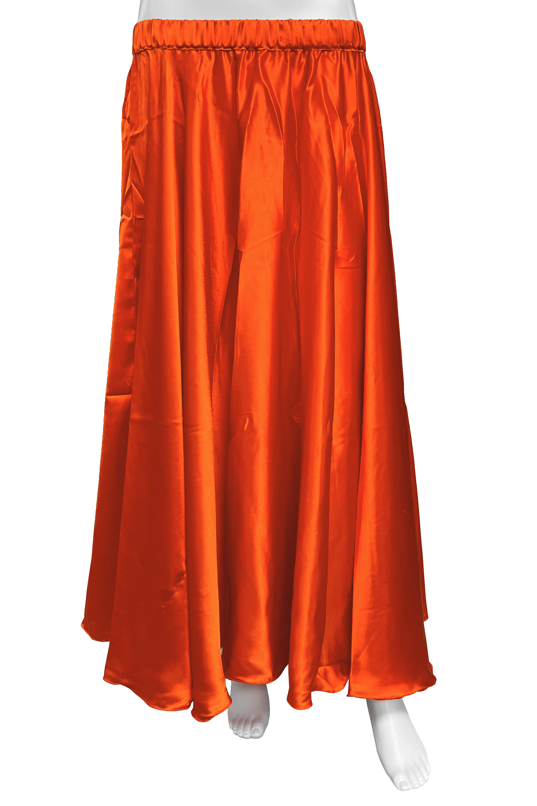 orange satin bellydance skirt without leg opening