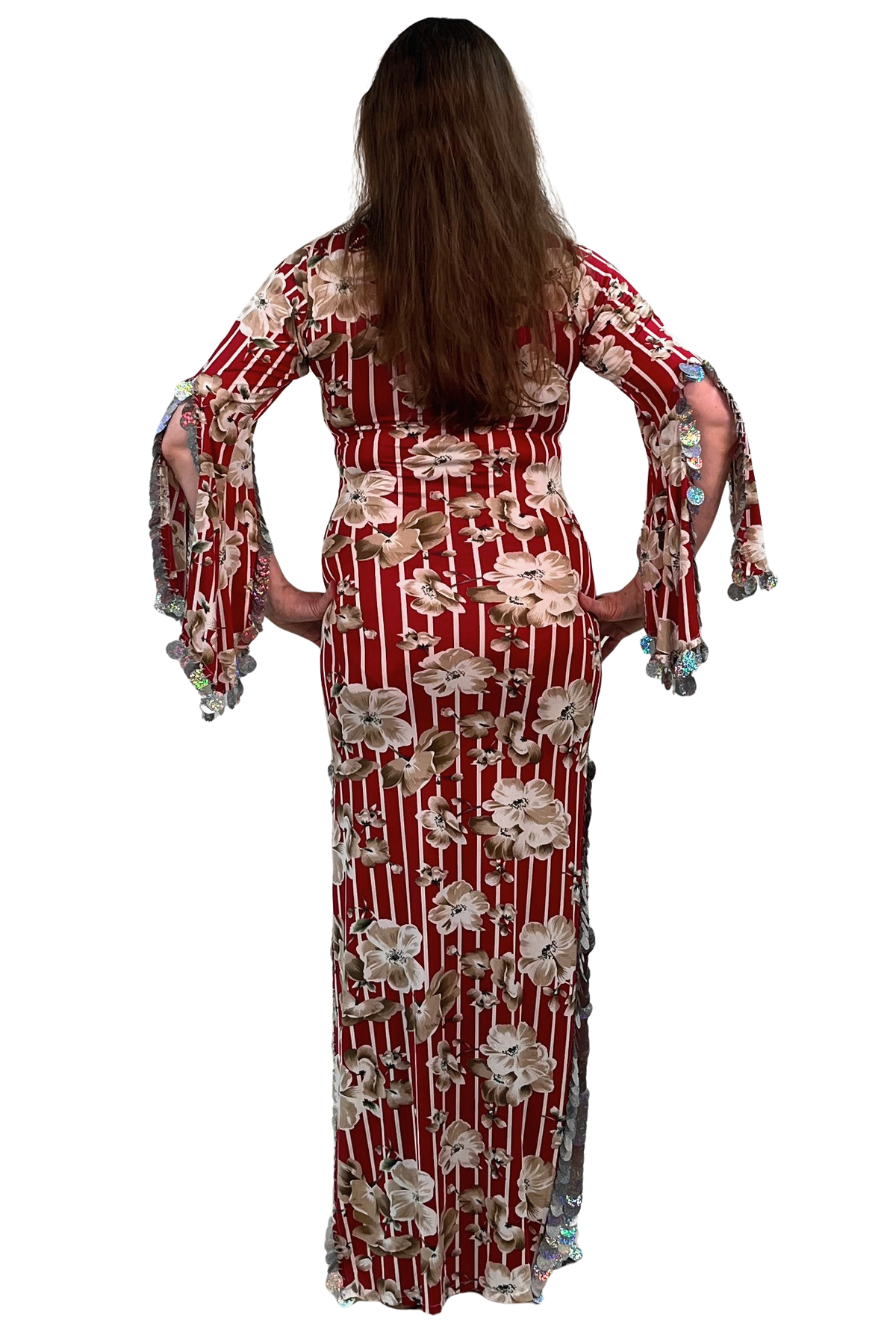Floral striped galabaya from Egypt
