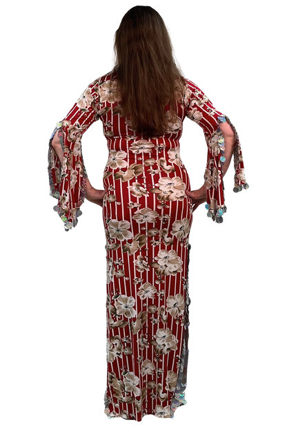 Floral striped galabaya from Egypt