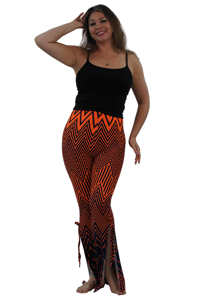 Orange and navy chevron stretchable belly dance practice wear.