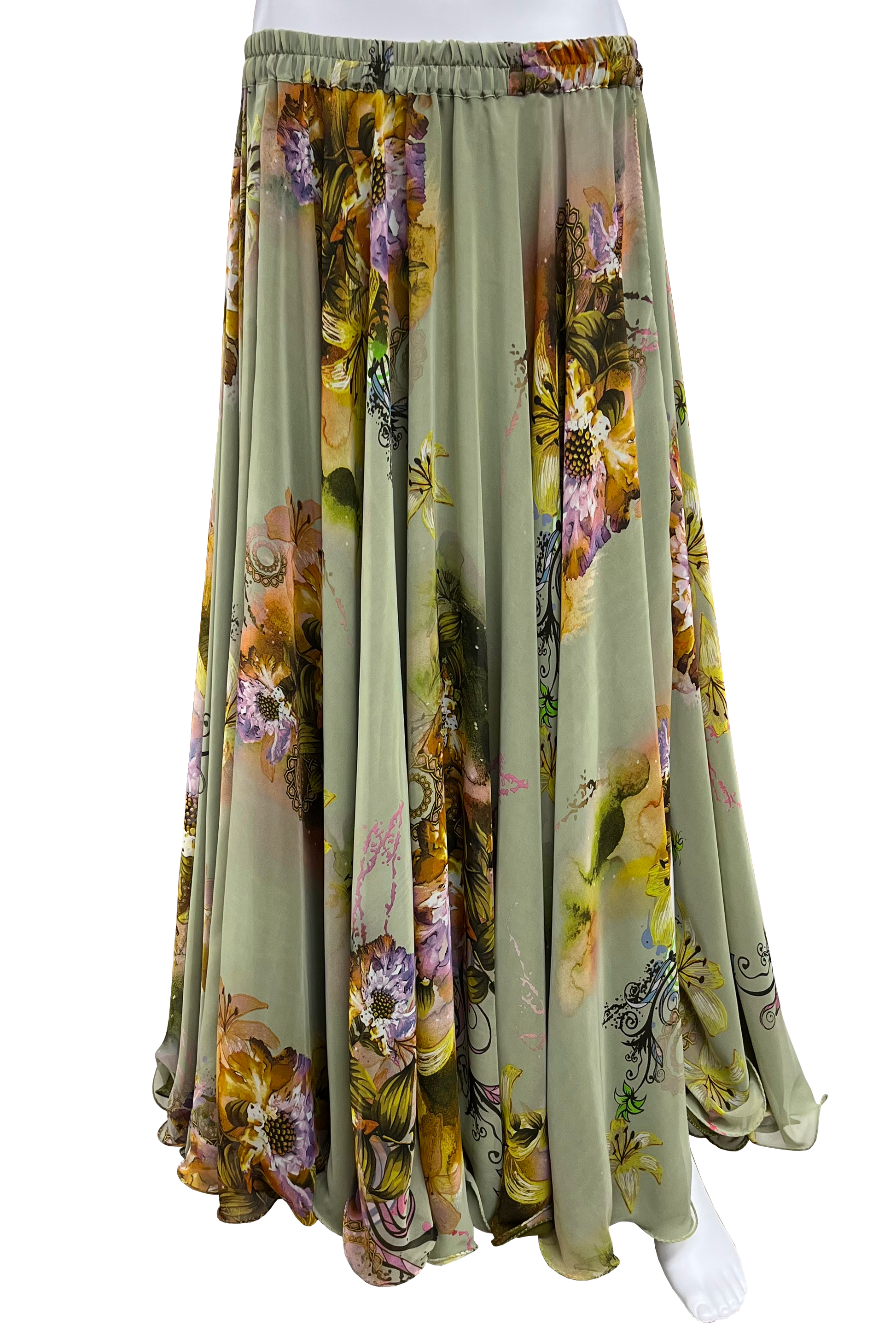 Sage green floral skirt