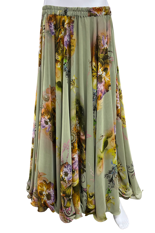 Sage green floral skirt