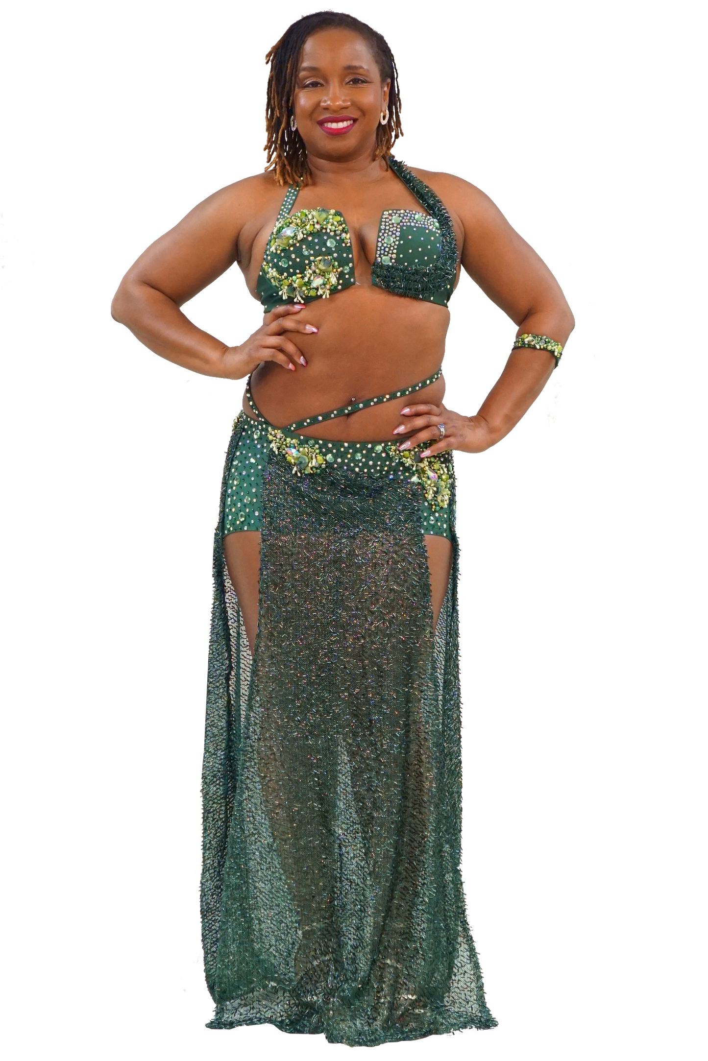 Two piece green bellydance costume