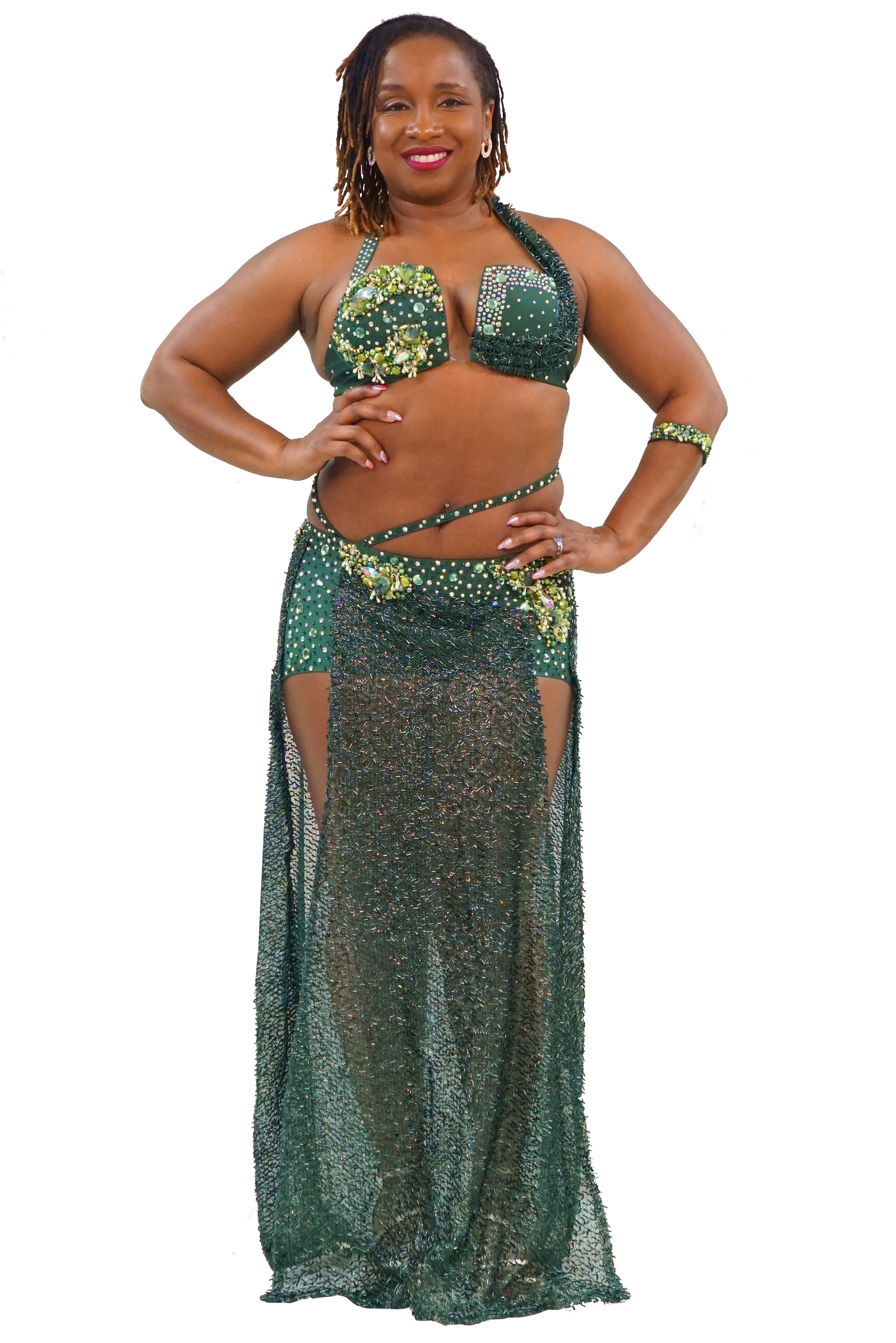 Two piece green bellydance costume