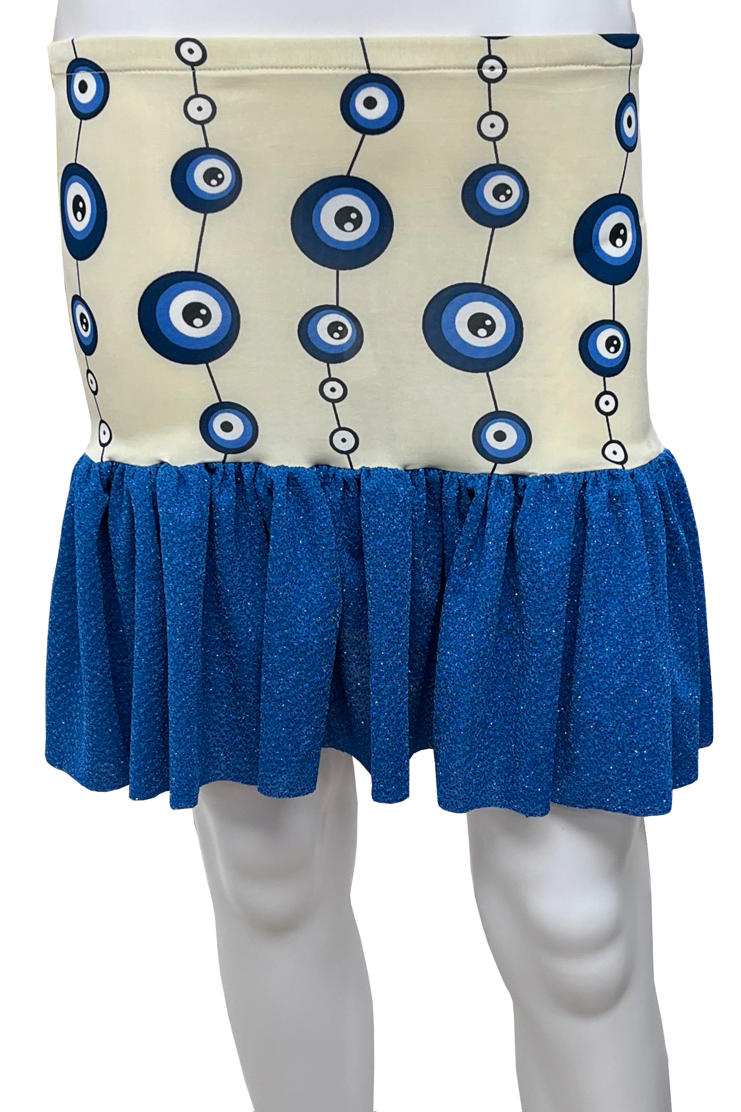 Short skirt with evil eye protection.
