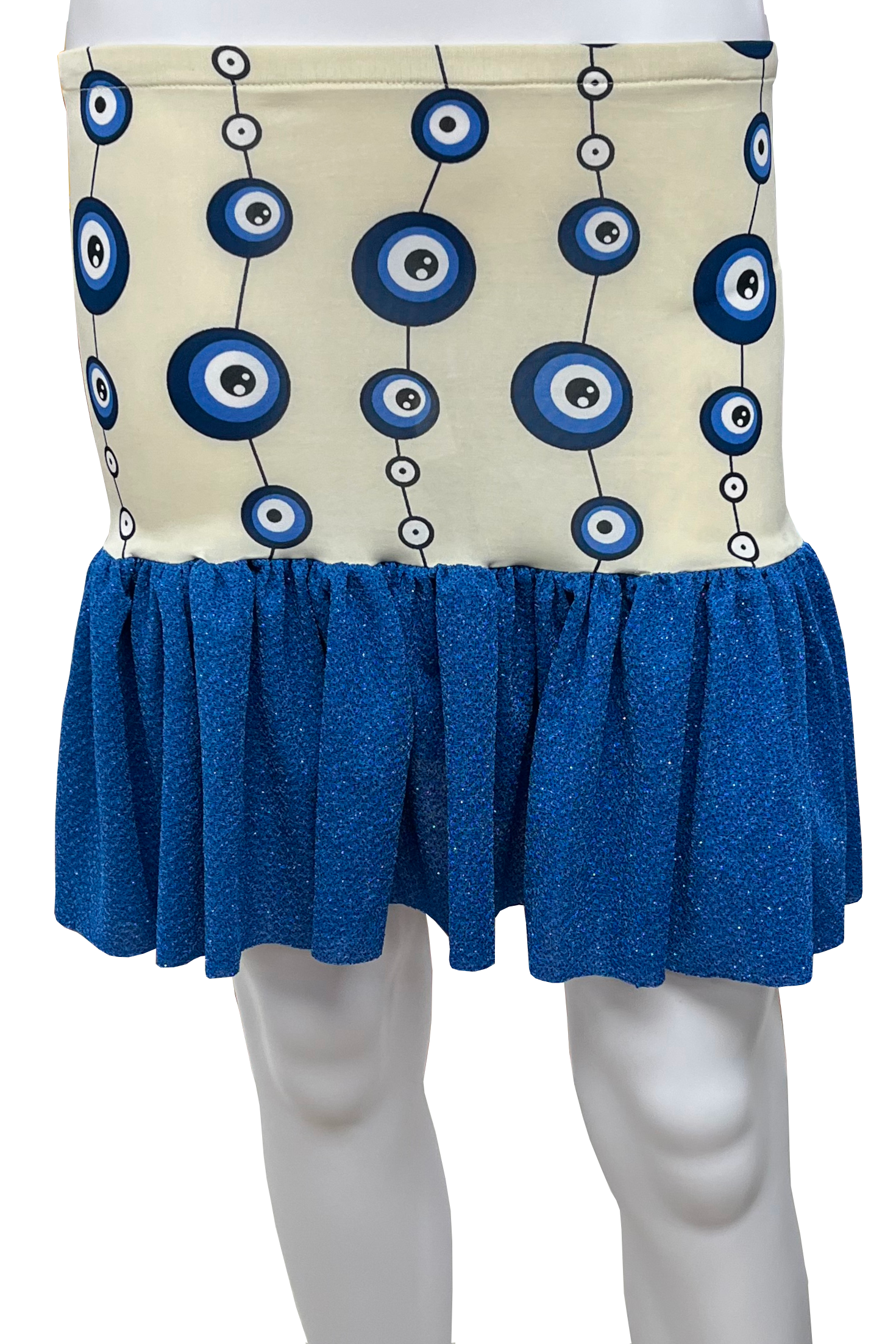 Short skirt with evil eye protection.