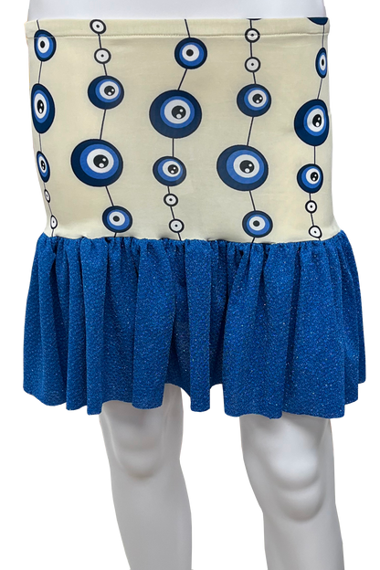 Short skirt with evil eye protection.
