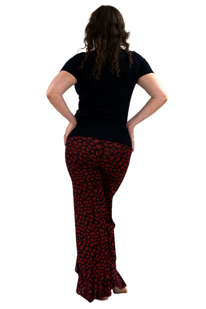Person wearing red patterned pants