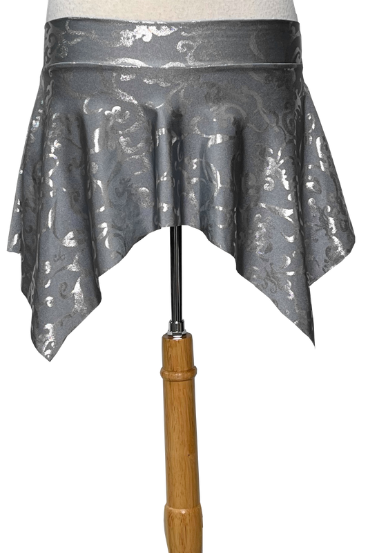 Silver metallic skirt on grey material