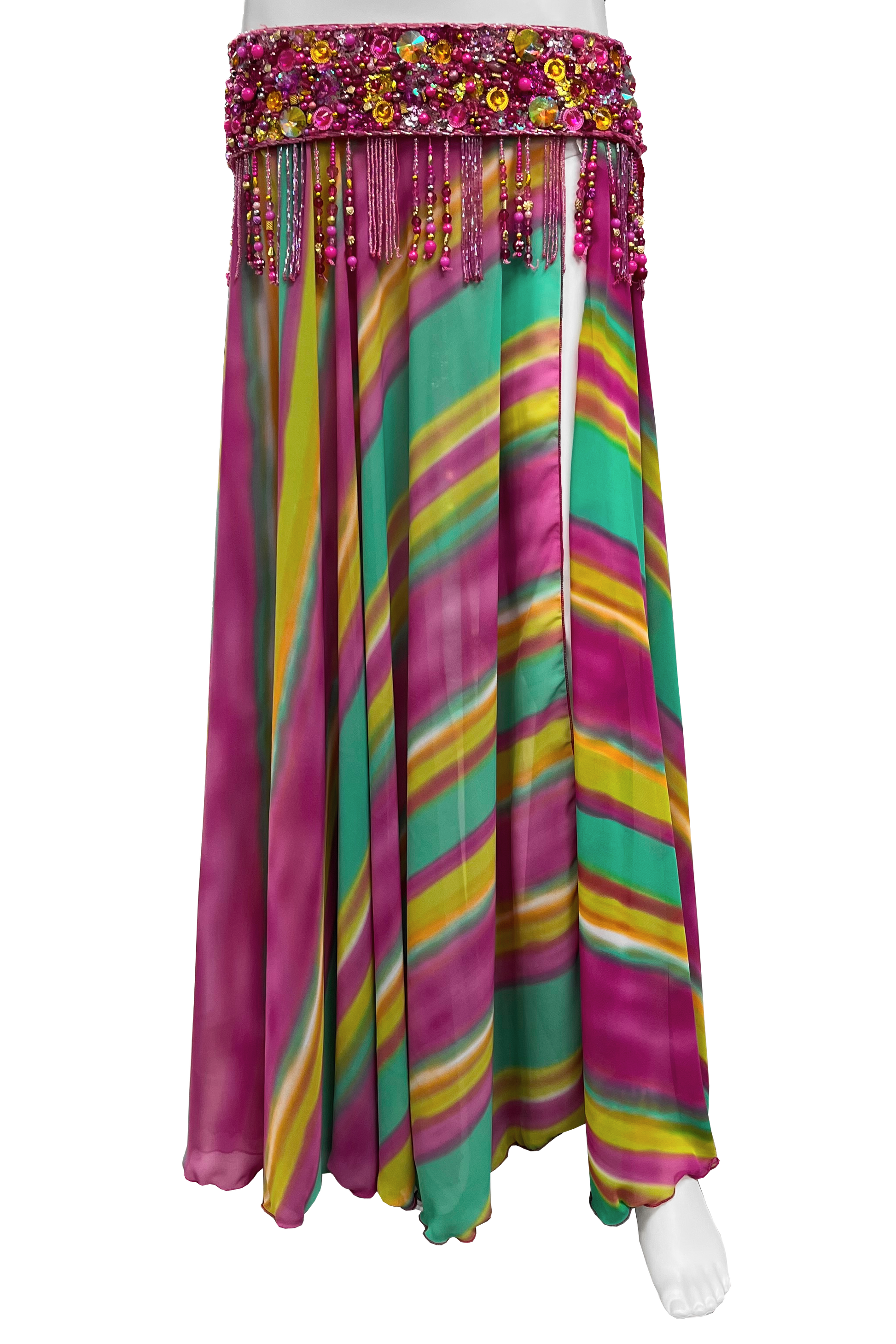 Colorful striped skirt for bellydancing