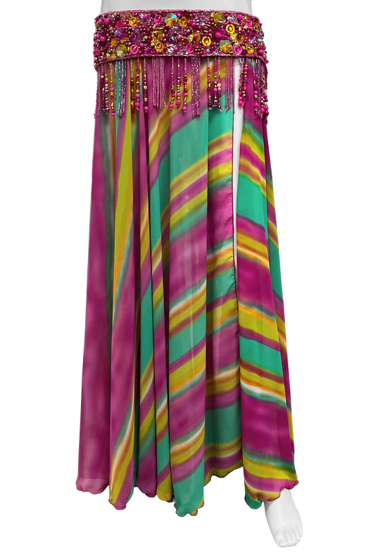 Colorful striped skirt for bellydancing