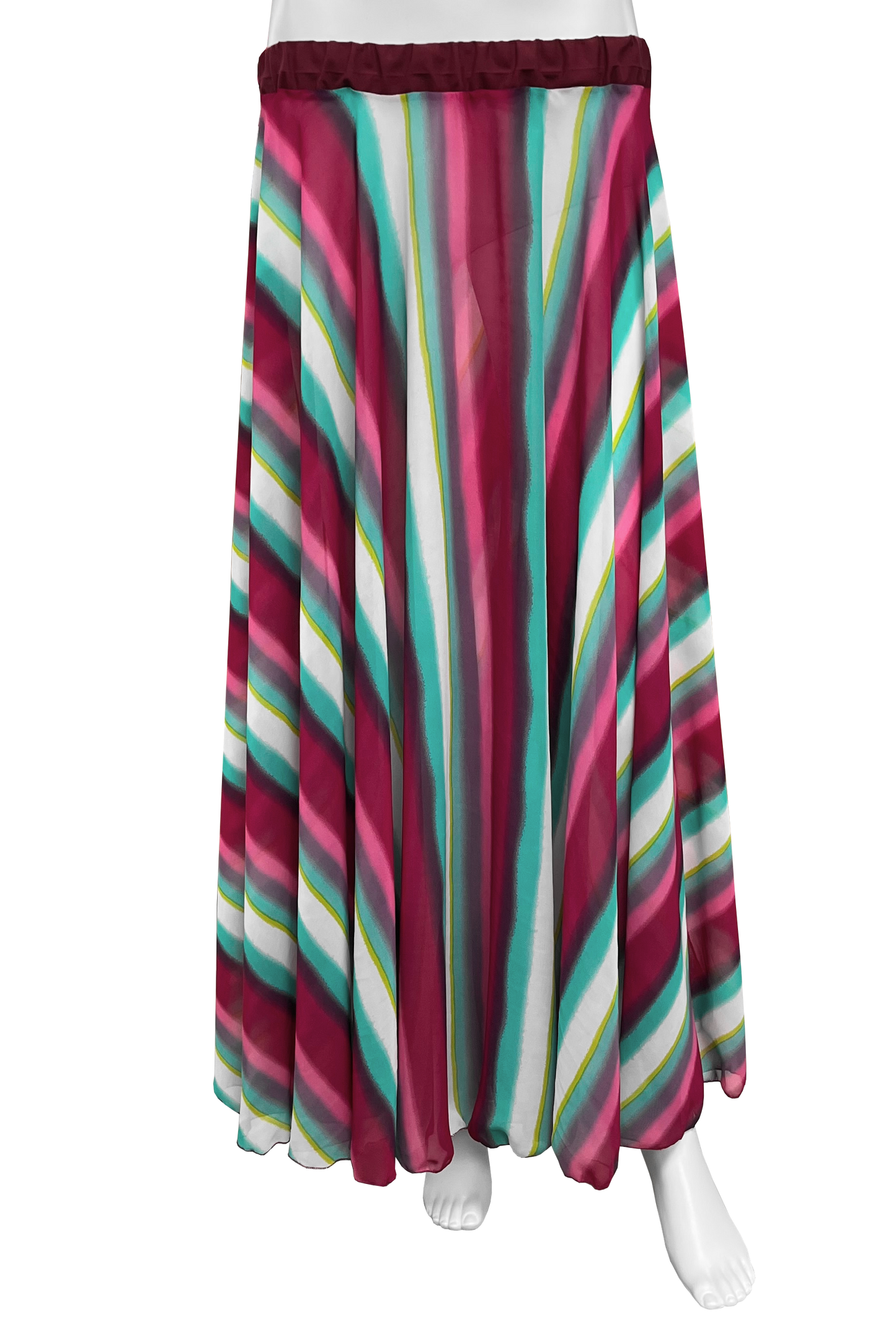 Pink and teal striped circle skirt for bellydance
