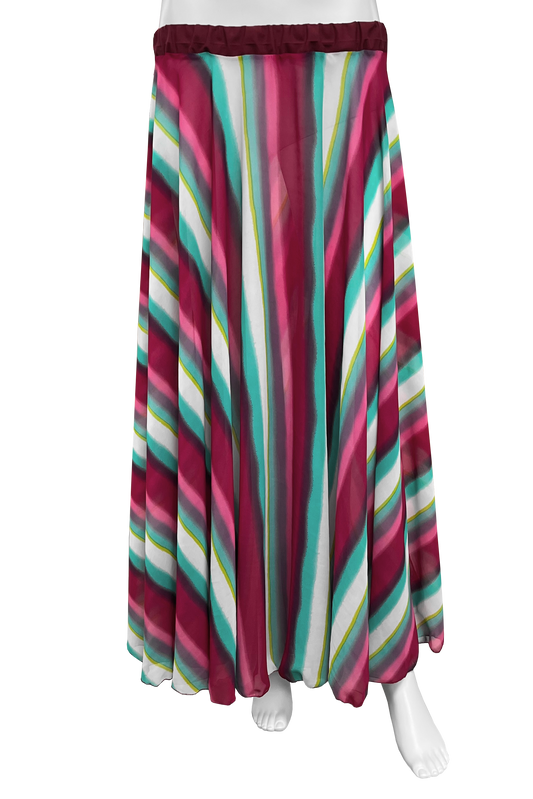 Pink and teal striped circle skirt for bellydance